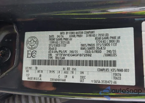 2016 Ford F-150 Xlt z USA, uszkodzony, nr VIN 1FTFW1EG4GFB72592